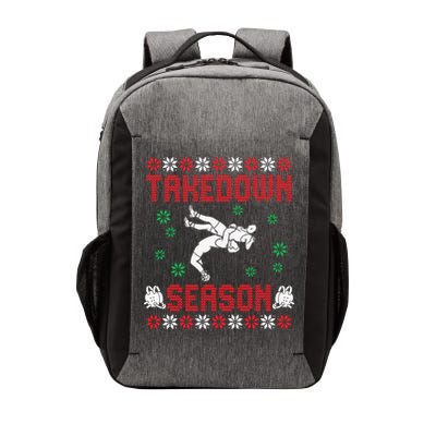 Wrestling Ugly Sweater Takedown Season Christmas Santa Vector Backpack