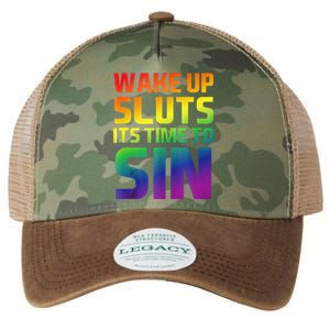 Wake Up Sluts Time To Sin Adult Pride Party Lesbian Gay Lgbt Legacy Tie Dye Trucker Hat