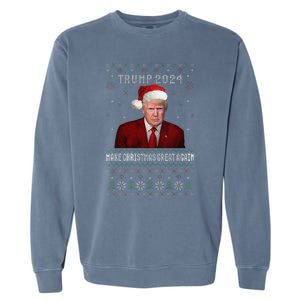 Women Unique Trump 2024 Mugshot Make Christmas Great Again Ugly Garment-Dyed Sweatshirt