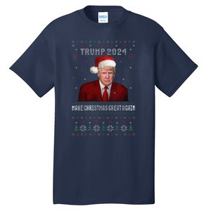 Women Unique Trump 2024 Mugshot Make Christmas Great Again Ugly Tall T-Shirt