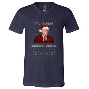 Women Unique Trump 2024 Mugshot Make Christmas Great Again Ugly V-Neck T-Shirt