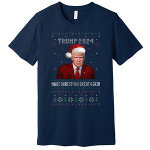 Women Unique Trump 2024 Mugshot Make Christmas Great Again Ugly Premium T-Shirt