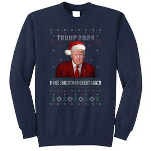 Women Unique Trump 2024 Mugshot Make Christmas Great Again Ugly Tall Sweatshirt