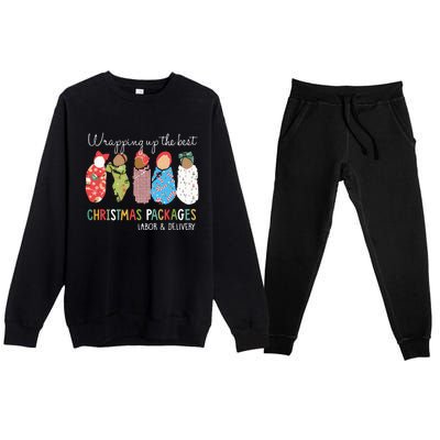 Wrapping Up The Best Christmas Packages Labor Delivery Nurse Premium Crewneck Sweatsuit Set