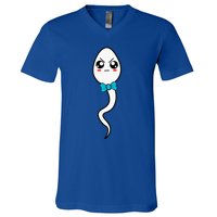 We Used To Live In Your Balls Fathers Day Cute Angry Sperm Gift V-Neck T-Shirt