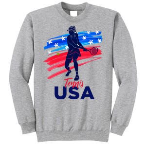 Wos Usa Tennis Support Tennis Lover Tall Sweatshirt