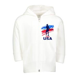 Wos Usa Tennis Support Tennis Lover Toddler Zip Fleece Hoodie