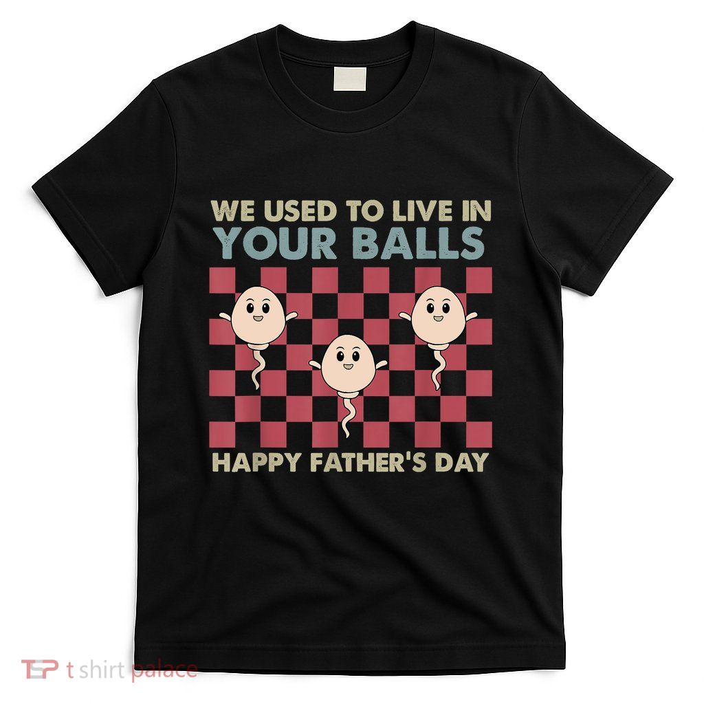 We Used To Live In Your Balls Happy Fathers Day Funny T-Shirt