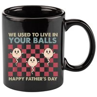 We Used To Live In Your Balls Happy Fathers Day Funny 11oz C Handle Ceramic Mug