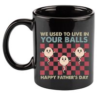 We Used To Live In Your Balls Happy Fathers Day Funny 11oz C Handle Ceramic Mug