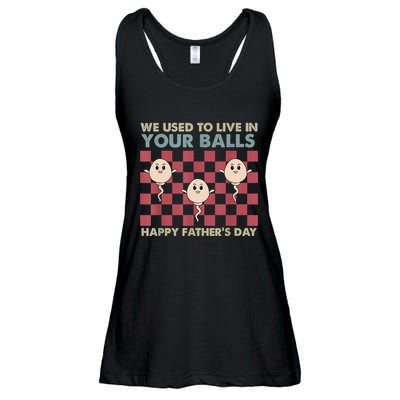We Used To Live In Your Balls Happy Fathers Day Funny Ladies Essential Flowy Tank