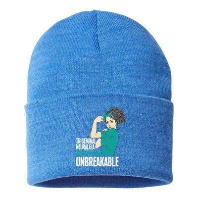 Warrior Unbreakable Trigeminal Neuralgia Awareness Gift Sustainable Knit Beanie