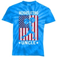 Weightlifting Uncle Usa Flag 4th Of July Gift Kids Tie-Dye T-Shirt