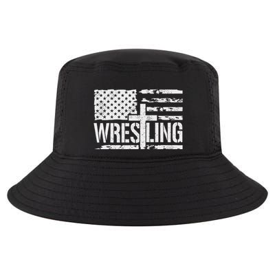 Wrestling Usa Us Flag Patriotic Cross Christ Cool Comfort Performance Bucket Hat