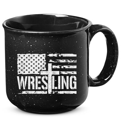 Wrestling Usa Us Flag Patriotic Cross Christ 15oz Campfire Ceramic Mug