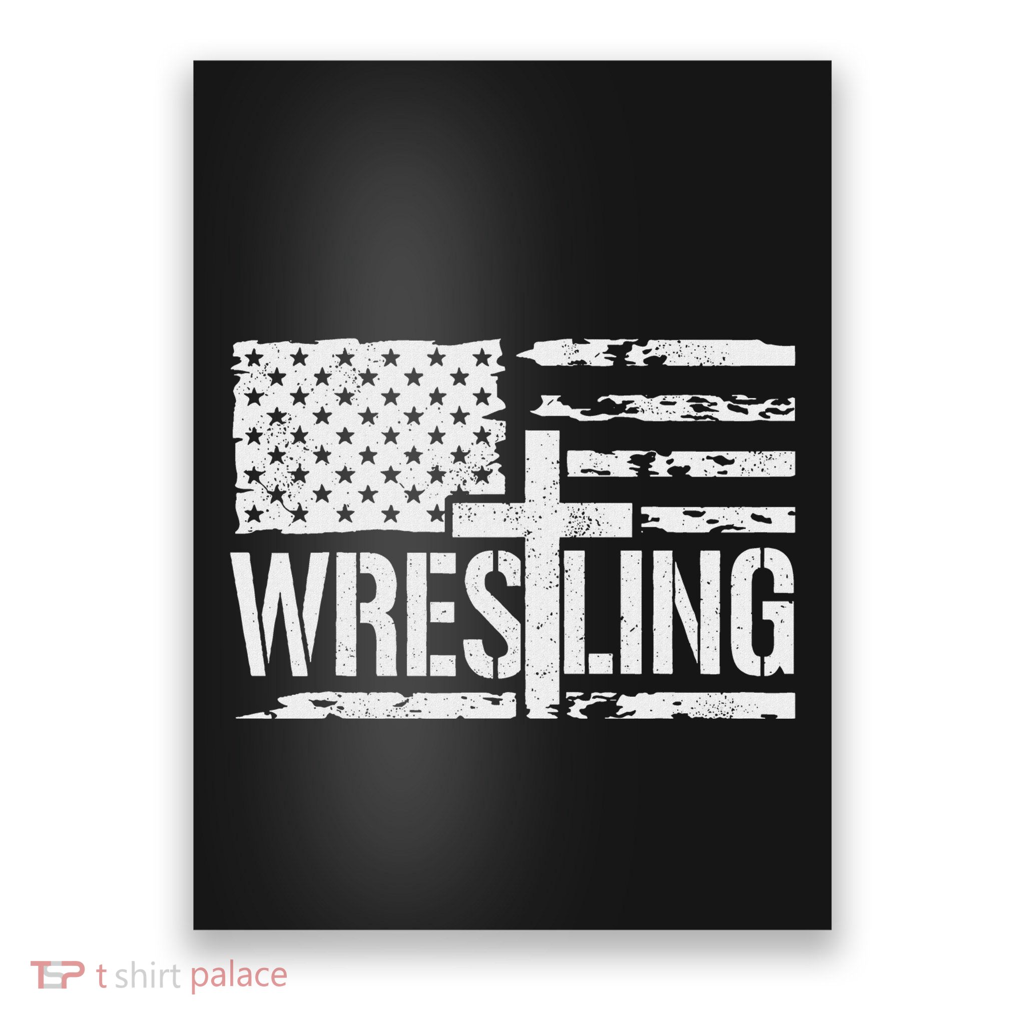 Wrestling Usa Us Flag Patriotic Cross Christ Poster