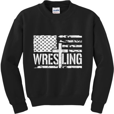 Wrestling Usa Us Flag Patriotic Cross Christ Kids Sweatshirt