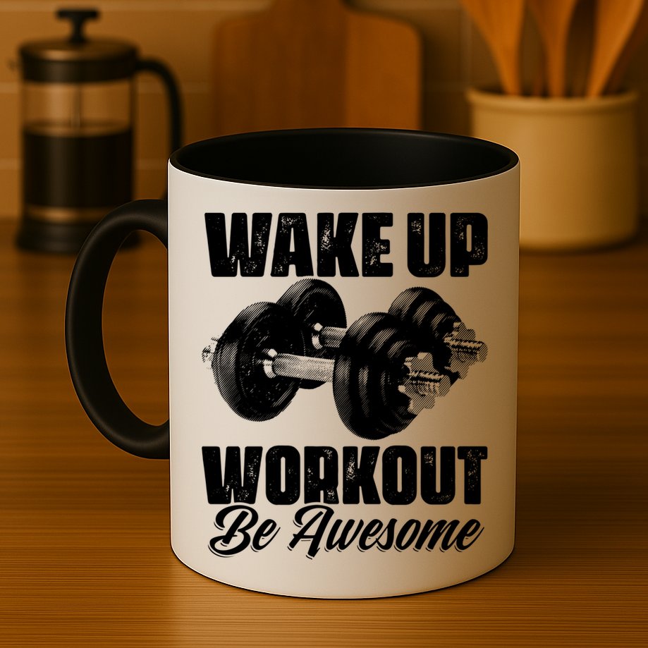 Wake Up Workout Be Awesome Exercise Fitness Workout Gift Mug