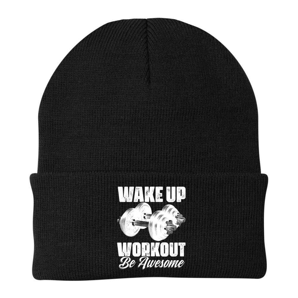 Wake Up Workout Be Awesome Exercise Fitness Workout Gift Beanie