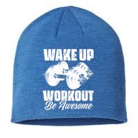 Wake Up Workout Be Awesome Exercise Fitness Workout Gift Sustainable Beanie