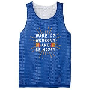 Wake Up Workout Be Happy Funny Gym Workout Gift Mesh Reversible Basketball Jersey Tank