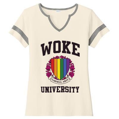 Woke University Ladies Halftime Notch Neck Tee