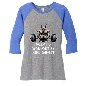 Wake Up Workout Be Kind Gym Motivational Quote Fitness Gift Women's Tri-Blend 3/4-Sleeve Raglan Shirt