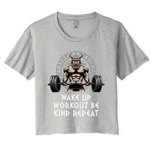 Wake Up Workout Be Kind Gym Motivational Quote Fitness Gift Women's Crop Top Tee