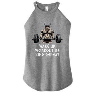 Wake Up Workout Be Kind Gym Motivational Quote Fitness Gift Women's Perfect Tri Rocker Tank