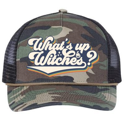 Whats Up Witches Halloween Saying Pumpkin Mummy Ghost Skeleton Gift Retro Rope Trucker Hat Cap