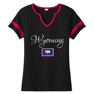 Wyoming Usa Ladies Halftime Notch Neck Tee