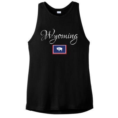 Wyoming Usa Ladies PosiCharge Tri-Blend Wicking Tank