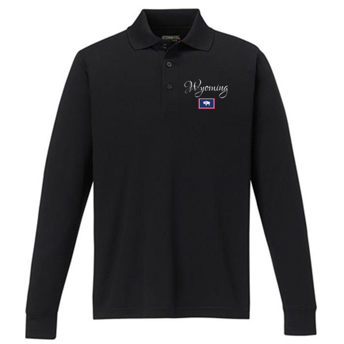 Wyoming Usa Performance Long Sleeve Polo