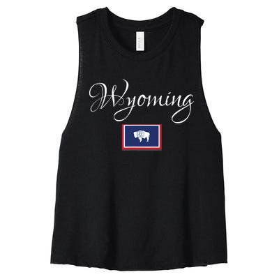 Wyoming Usa Women's Racerback Cropped Tank