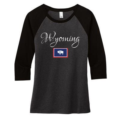 Wyoming Usa Women's Tri-Blend 3/4-Sleeve Raglan Shirt