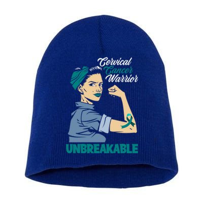 Wo Unbreakable Warrior Cervical Cancer Awareness Cool Gift Short Acrylic Beanie