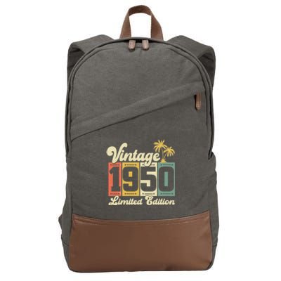 Wo Vintage 1950 Funny 73 Years Old 73rd Birthday Gift  Wo V-Neck Cotton Canvas Backpack