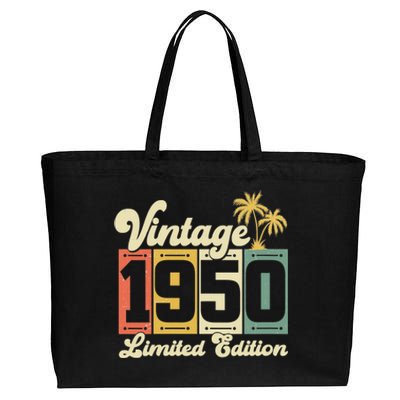 Wo Vintage 1950 Funny 73 Years Old 73rd Birthday Gift  Wo V-Neck Cotton Canvas Jumbo Tote