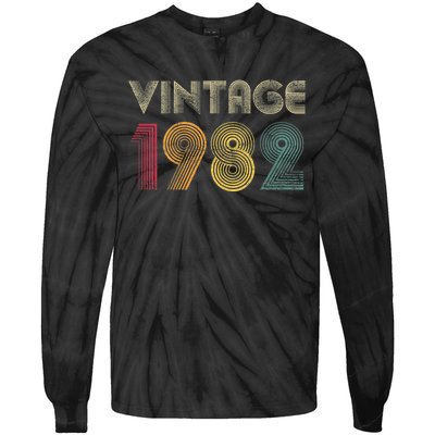 Wo Vintage 1982 40th Birthday Gift Retro Shirt 40 Years Old Tie-Dye Long Sleeve Shirt