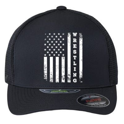 Wrestling Vintage American Flag Usa Quote Wrestler Wrestle Gift Flexfit Unipanel Trucker Cap