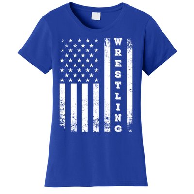 Wrestling Vintage American Flag Usa Quote Wrestler Wrestle Gift Women's T-Shirt