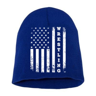 Wrestling Vintage American Flag Usa Quote Wrestler Wrestle Gift Short Acrylic Beanie