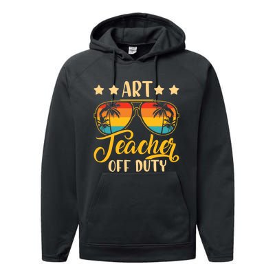 Wo Vintage Art Teacher Off Duty Last Day Of School Summer Performance Fleece Hoodie