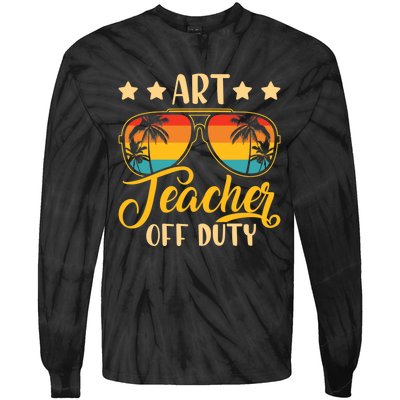 Wo Vintage Art Teacher Off Duty Last Day Of School Summer Tie-Dye Long Sleeve Shirt