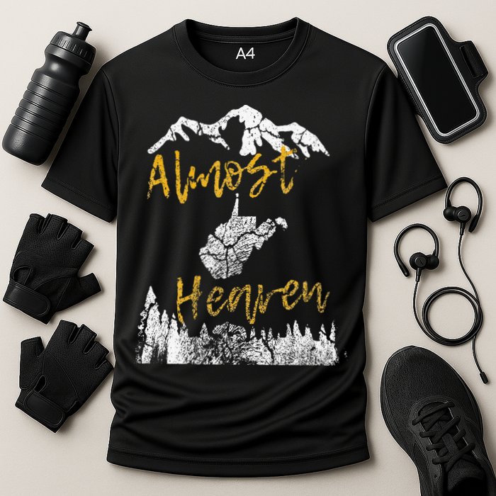 West Virginia Almost Heaven State Map WV Bear Mountains Home Cooling Performance Crew T-Shirt