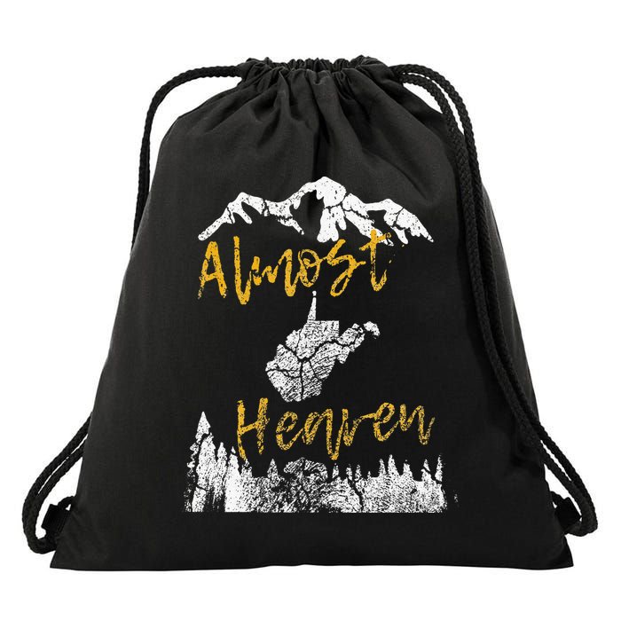 West Virginia Almost Heaven State Map WV Bear Mountains Home Drawstring Bag
