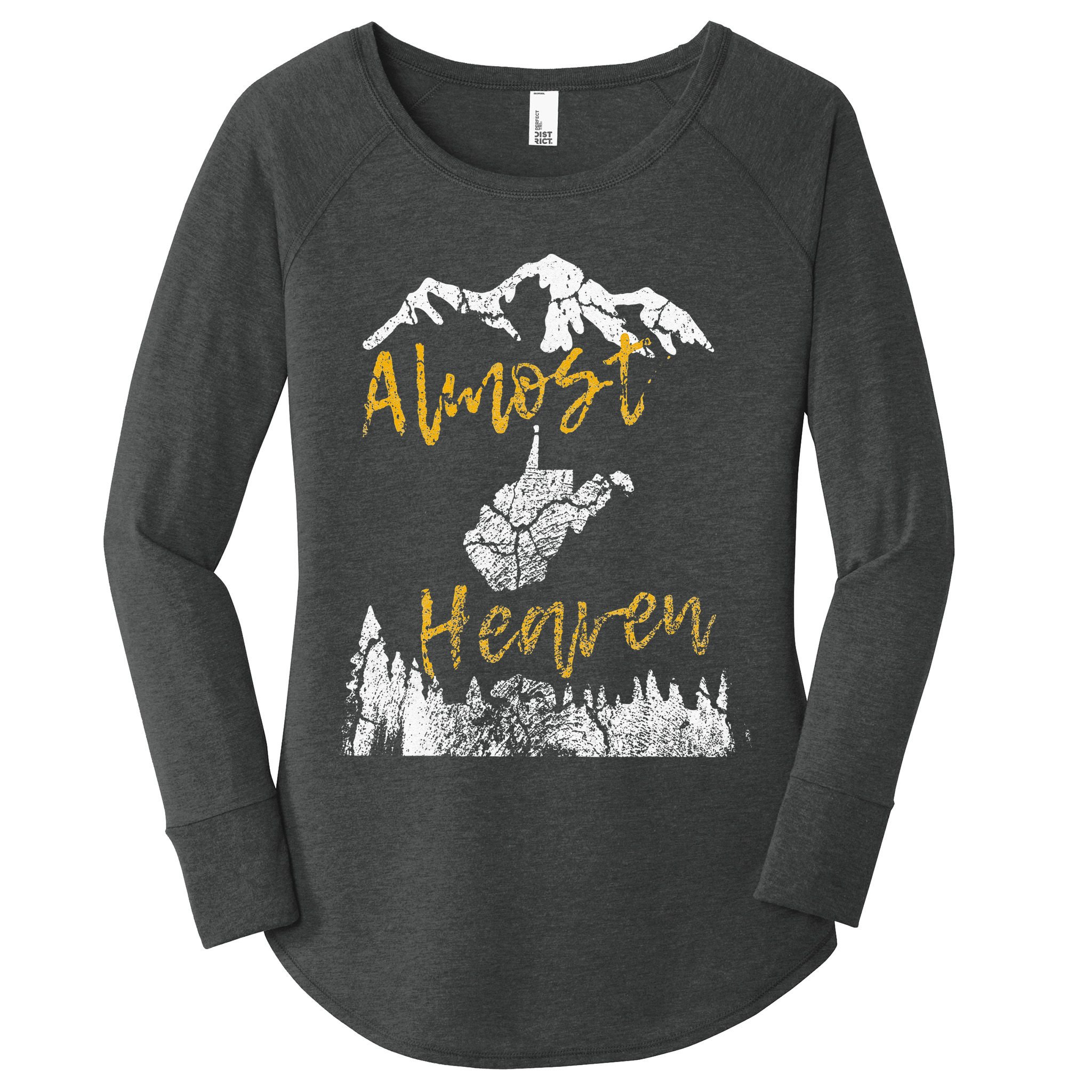 West Virginia Almost Heaven State Map WV Bear Mountains Home Women's Perfect Tri Tunic Long Sleeve Shirt