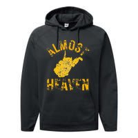 West Virginia Almost Heaven WV Map Home 304 Vintage Performance Fleece Hoodie