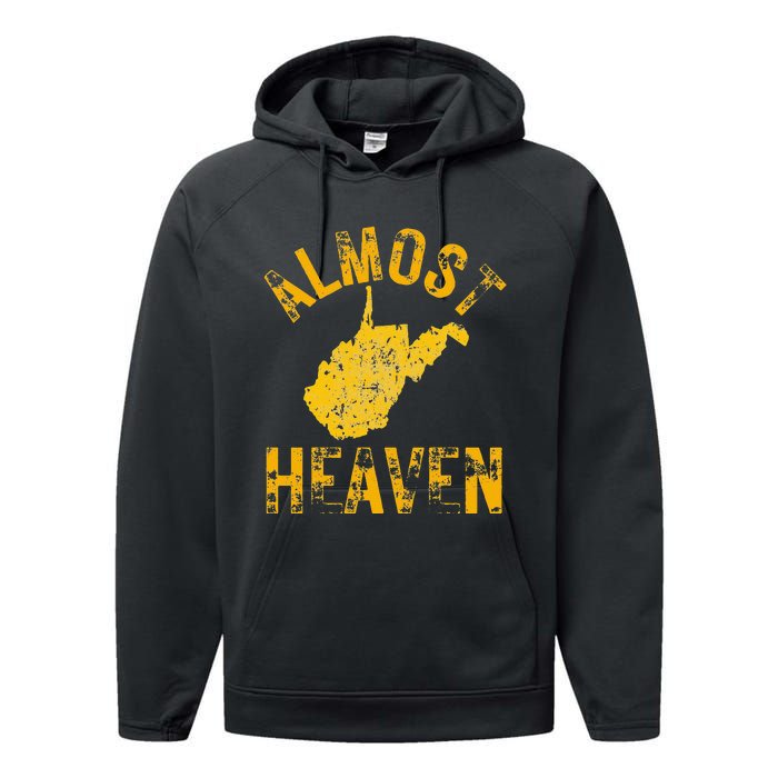 West Virginia Almost Heaven WV Map Home 304 Vintage Performance Fleece Hoodie