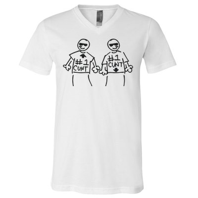 Weird Val Autismpills 2 People 1 Cunt V-Neck T-Shirt